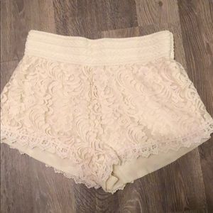 Cream Crochet Shorts